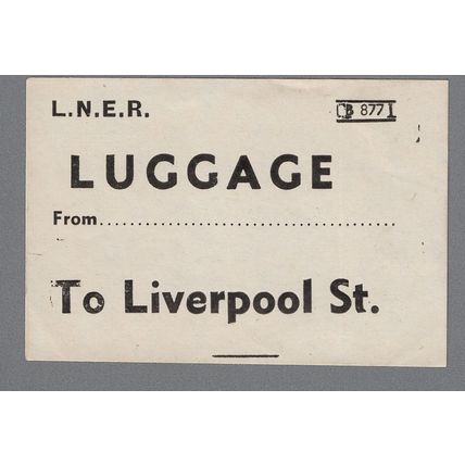 LONDON & NORTH EASTERN RAILWAY LUGGAGE LABEL - LIVERPOOL ST. from BLANK