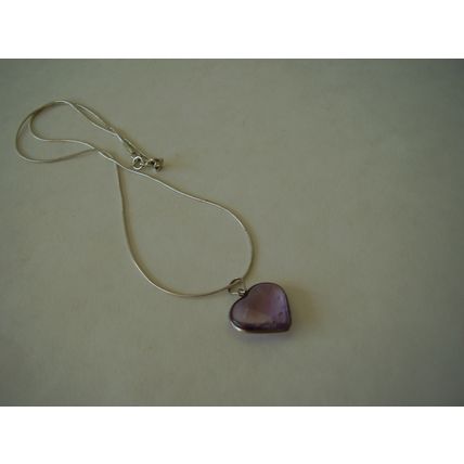 Vintage Necklace Amethyst Pool of Light Gemstone 925 Bezel Heart-shaped Crystal