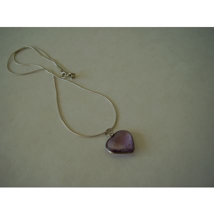 925 Necklace Amethyst Pool of Light Gemstone Bezel Heart-shaped Carved Crystal