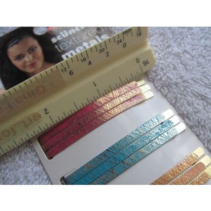 12 Scunci Textured Metals Flat Wide Hair Slide Pins Painted Metal Bobby Slides