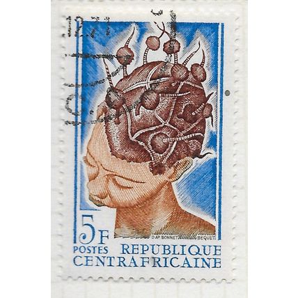 CENTRAL AFRICAN REP. 1967 WOMENS HAIR STYLES COIFFURE FEMAIL FEMME USED 5f