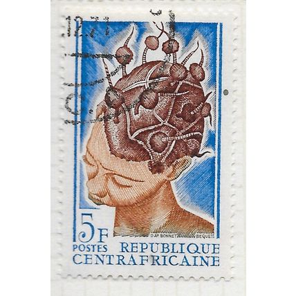 CENTRAL AFRICAN REP. 1967 WOMENS HAIR STYLES COIFFURE FEMAIL FEMME USED 5f