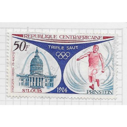 CENTRAL AFRICAN REP. 1972 OLYMPIC GAMES 75 YEARS SPORTS TRIPLE JUMP LOUIS USED