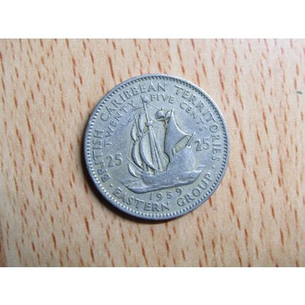 Eastern Caribbean Territories 1959 25 Cents Coin