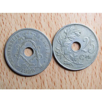 Belgium 1929 25 Centime Belgie (Dutch - Flemish Text) Coin