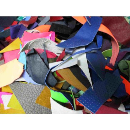 Craft pack of brightly coloured leather/suede scraps 150g ZX009