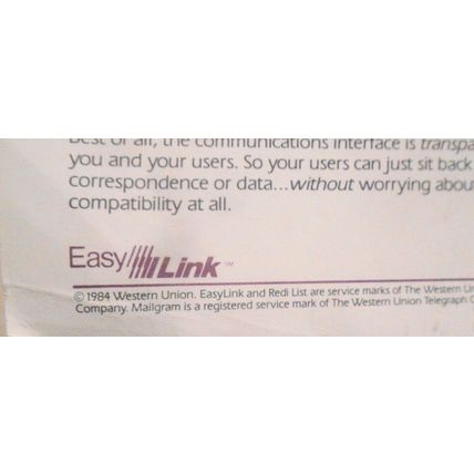 1984 Western Union EasyLink, Electronic Mail, Promo literature; testimonials.