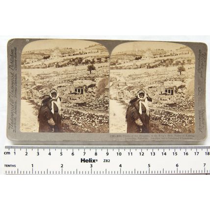 1903 Stereoscopic Card - Tombs of the Phophets, Valley of Kedron, Jerusalem