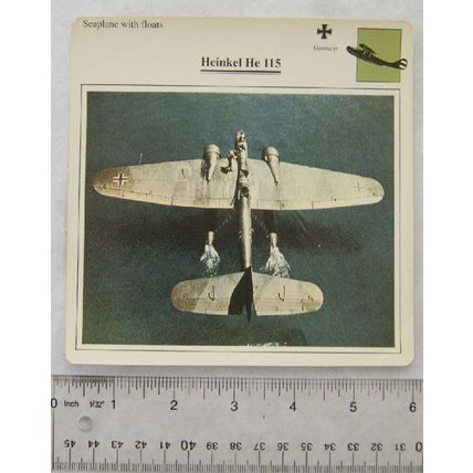 Heinkel Hw 115 - Germany - Seaplane with Floats - Collectors Club Card