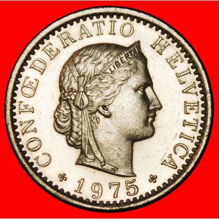 Ⰶ LIBERTY (1879-2025): SWITZERLAND★20 RAPPEN 1975 DIES I+A★LOW START★NO RESERVE
