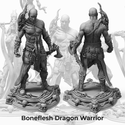 boneflesh dragon warrior 75mm miniature model highly detailed resin model