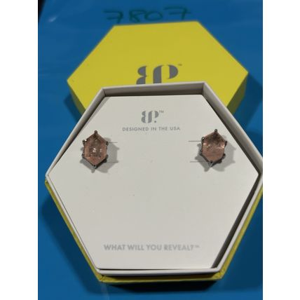 NIB Bomb Party Stud Earring RBP8213 Shes Classic LC Peach Topaz/Quartz Rhodium P