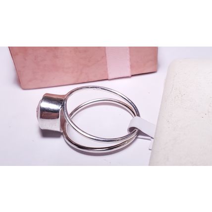 Estate 1.75ct Natural Rd Rose Quartz Sterling Silver split shank bezel Ring22248