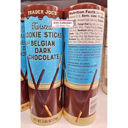 Trader Joe's Twisted Cookie Sticks Dipped in Belgian Dark Chocolate (2 Rolls)