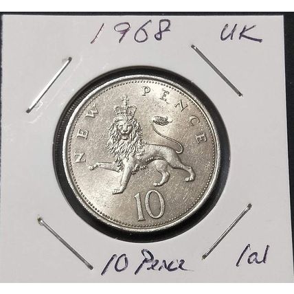United Kingdom 1968 QE II Ten New Pence - Circulated