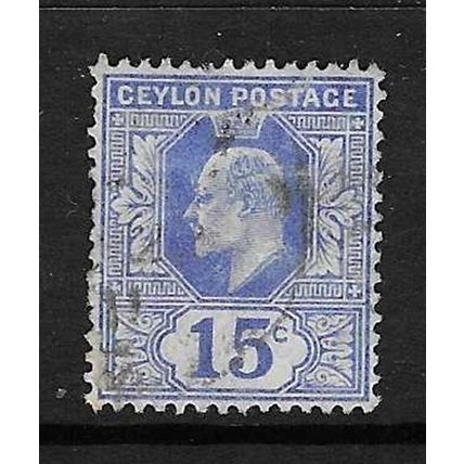 CEYLON 1904-5 EDVII 15c WMK MULTI-CROWN CA USED SG283