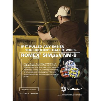 Southwire Romex Brand Simpull Solid Indoor 14/2 W/G NMB Cable 50Ft Coil - SW# 28