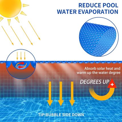 Bigxwell Solar Pool Cover, Blue 16-Mil 16 X 32 Foot Rectangle for In-Ground Pool