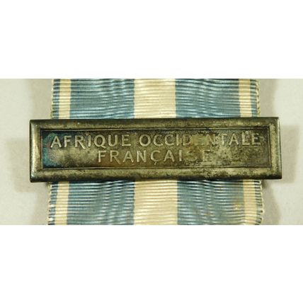 Solid Silver French Military Colonial Medal + Afrique Occidentale Francaise Bar