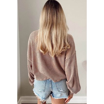 Khaki Game Day Graphic Crop Corded Knit Top