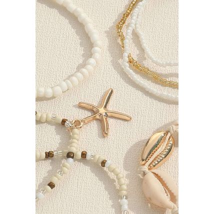 White 7pcs Bohemian Shell Starfish Beaded Bracelets