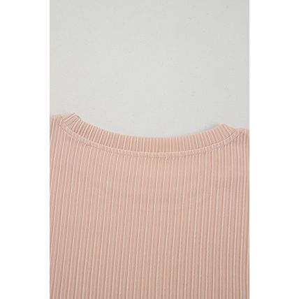 Jet Stream Textured Knit Round Neck Short Sleeve Top