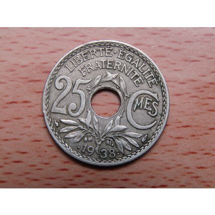 France Republic 1938 25 Centimes Coin