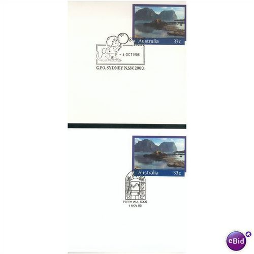 Australia 1985-86 - SHS 33c pre-paid covers x 8