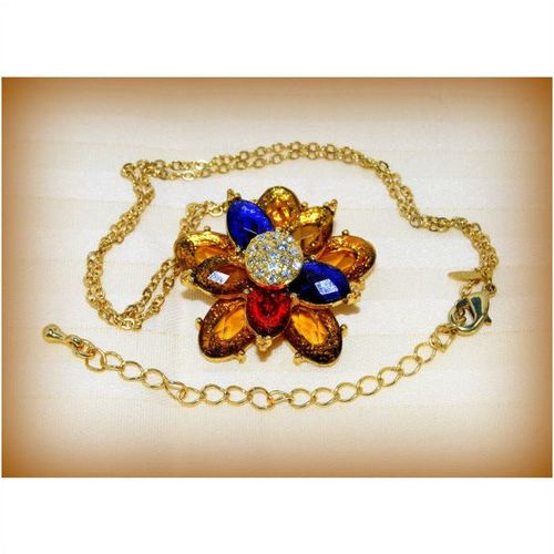 Pre Loved Style Necklace Crystal Beads Flower Charm Jewellery 1765
