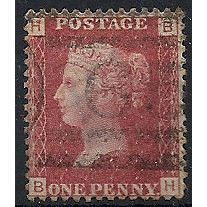 1858 SG43 1d Red Plate 110 Good/Fine Used Check Letters "BG".