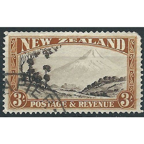 New Zealand 1936 SG590 3/- Chcoclate & Yellow-Brown Fine Used .. ..