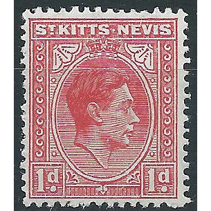 St Kitts-Nevis 1943 SG69a 1d Carmine Mounted Mint . ..