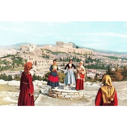 Greece Greek Fashion Folklore Dance Singers Old Dancer Theatre Costume Postcard
