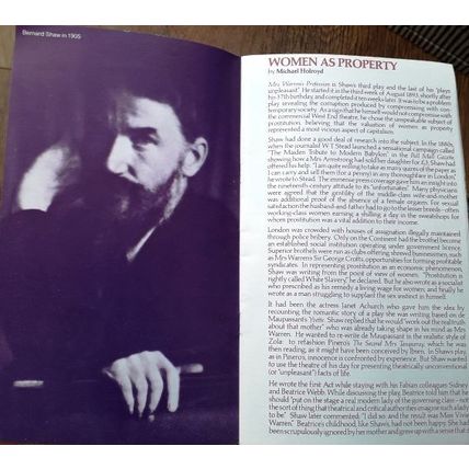 National Theatre programme, Mrs Warren's Profession by GB Shaw, 1985