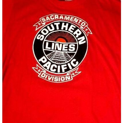 Vtg Southern Pacific Railroad Lines L T-Shirt Sacramento Single Stitch Red (T3J