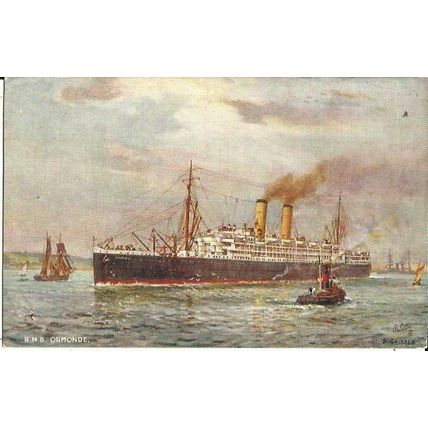 Orient Line RMS ORMONDE Company Art Postcard by Tuck