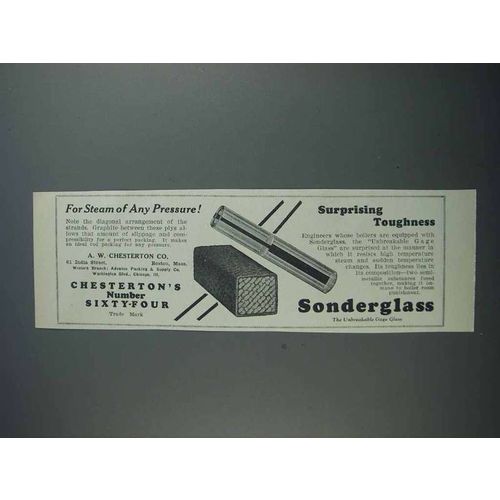 1927 A.W. Chesterton Sonderglass Gauge Glass Ad