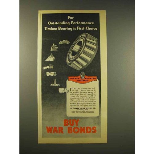 1944 Timken Roller Bearings Ad - First Choice