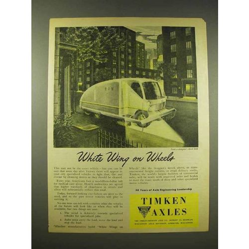 1944 Timken Axles Ad - White Wing on Wheels