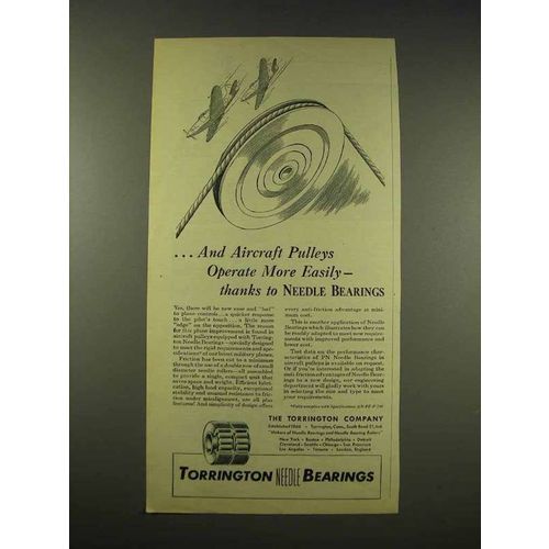 1944 Torrington Needle Bearings Ad - Aircraft Pulleys