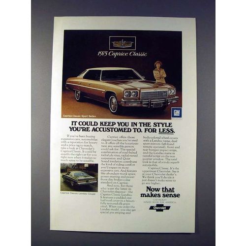 1975 Chevrolet Caprice Classic Car Ad - Style!