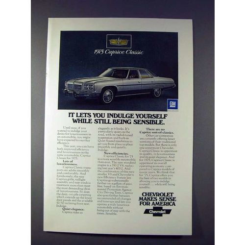 1975 Chevrolet Caprice Classic Car Ad - Indulge