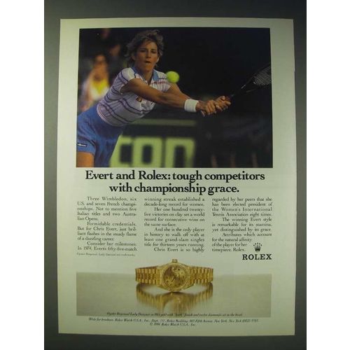 1989 Rolex Oyster Perpetual Lady Datejust Watch Ad - Chris Evert