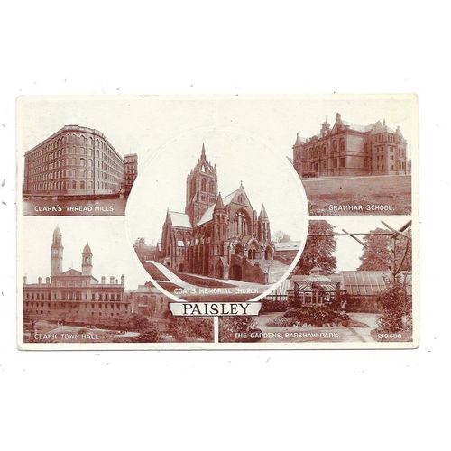 PRINTED MULTI-VIEWPOSTCARD OF PAISLEY RENFREWSHIRE SCOTLANDPOSTED 1950 (2716)