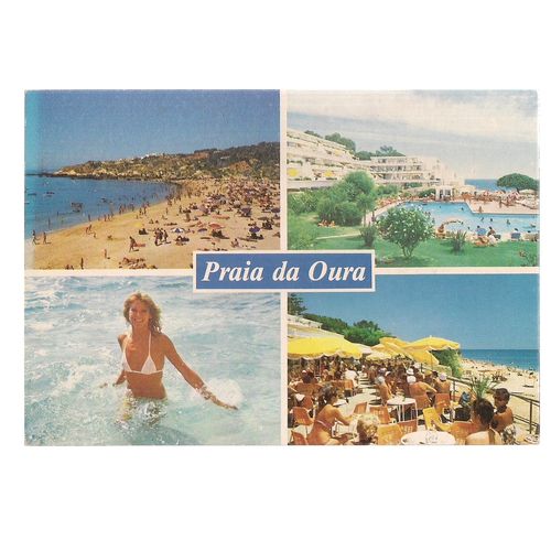 PRAIA DA OURA, ALGARVE used postcard multi view 1983 postmark =