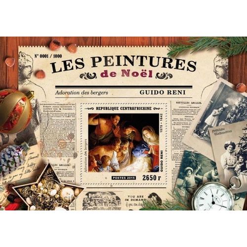 CENTRAL AFRICA 2015 SHEET MNH RENI PEINTURES DE NOEL CHRISTMAS ART PAINTINGS 4A