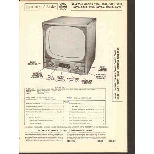 SPARTON model 528x 529x series TV television Sams Photofact manual