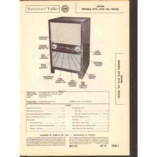 ARVIN model 5175 5176 TV television receiver Sams Photofact manual