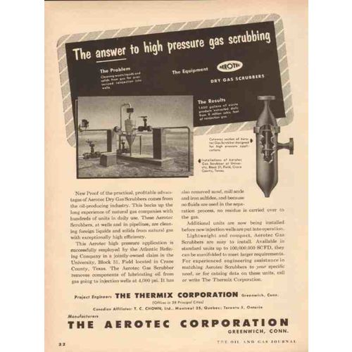 AEROTEC CORP 1954 answer to high pressure gas scrubbing vintage ad