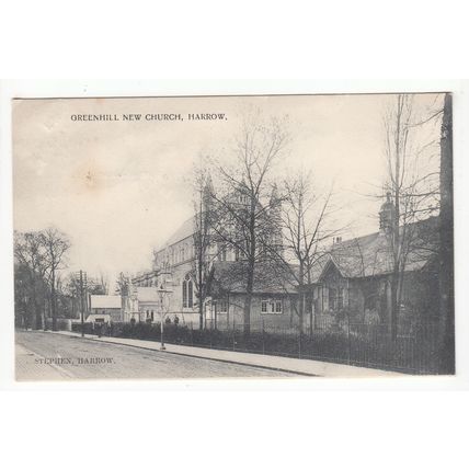 New Church Greenhill Harrow Postcard 1905 Middlesex with Single Ring Postmark